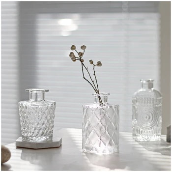 

Mini Transparent Glass Vase Handmade crafts Tabletop crystal flower vase Terrarium Hydroponic Container Home decor accessories