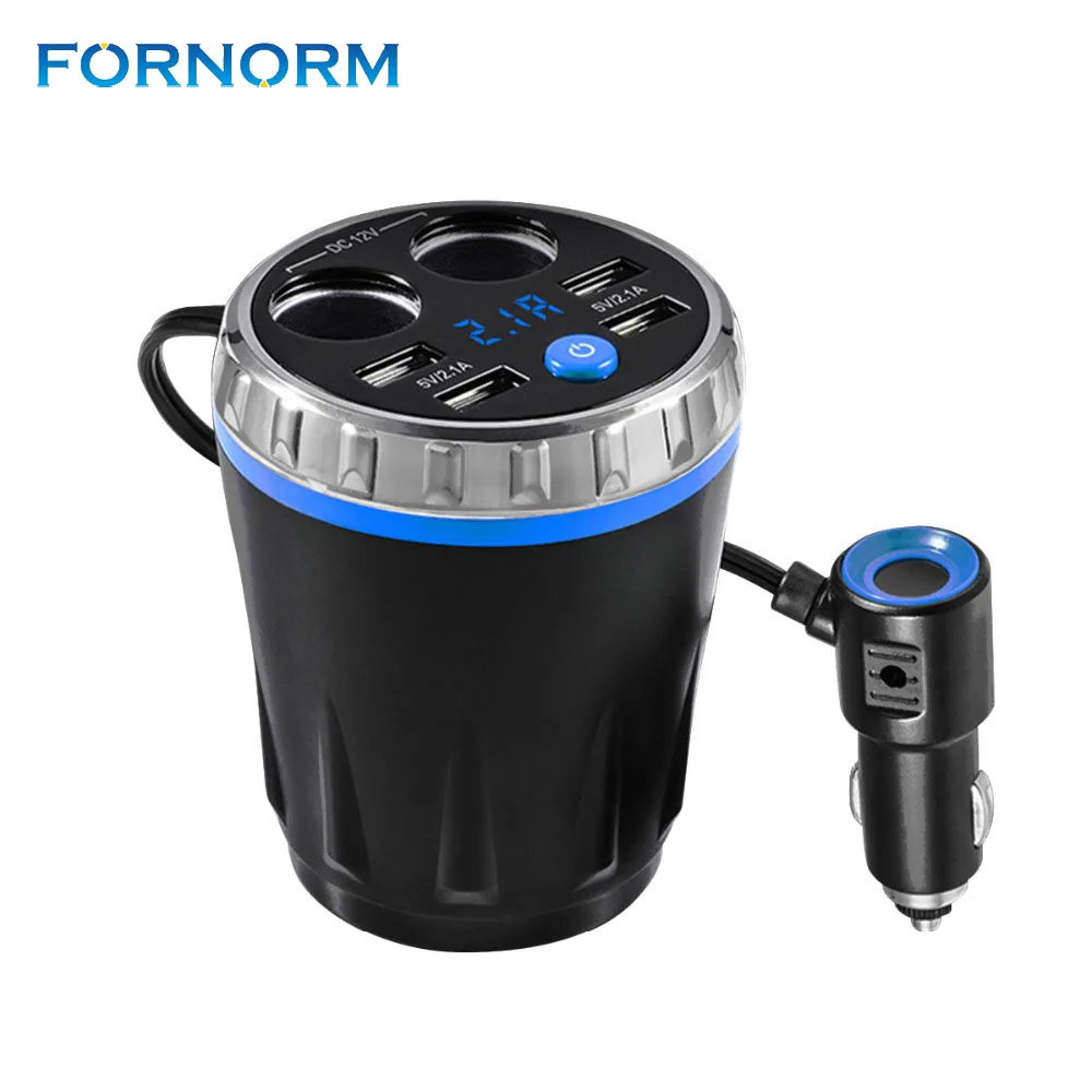 Автомобильное зарядное устройство в виде чашки FORNOMR 4 usb порта 5 В 3 1 А светодиодный