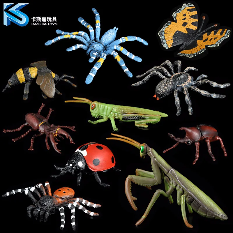 Насекомое животное модель твердая Модель Детская игрушка 9-выбор Mantis паук Coccinella Septempunctata бабочка