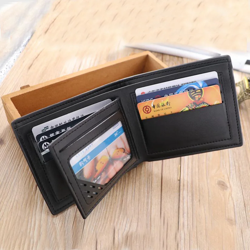 

Men's Scholar Wallet Short Activity Wallet Pu Three Fold Business Wallet Stall Wechat Business Supply of Goods