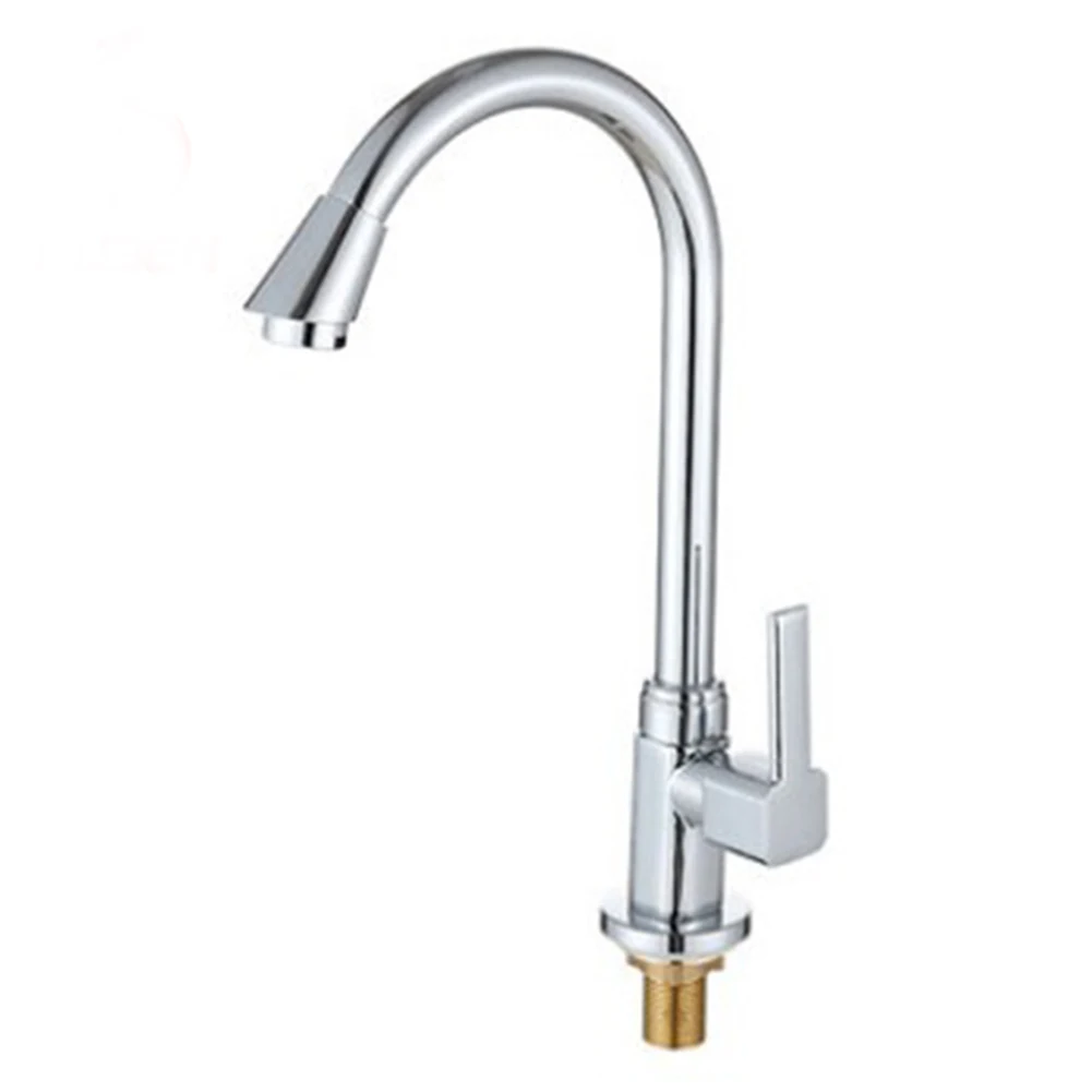 

Easy To Install Kitchen Faucet Deck Mount Vertical Single Cold Water Faucet Single Handle One Hole 360 Degree Rotatable Sink Fau