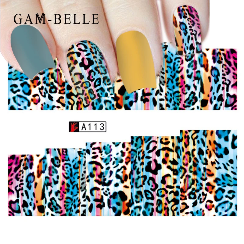 

GAM-BELLE 1pcs Leopard Nail Art Wraps Sexy Charms Adhesive Sticker Nail Animal Water Sticker Manicure DIY Slider Accessory
