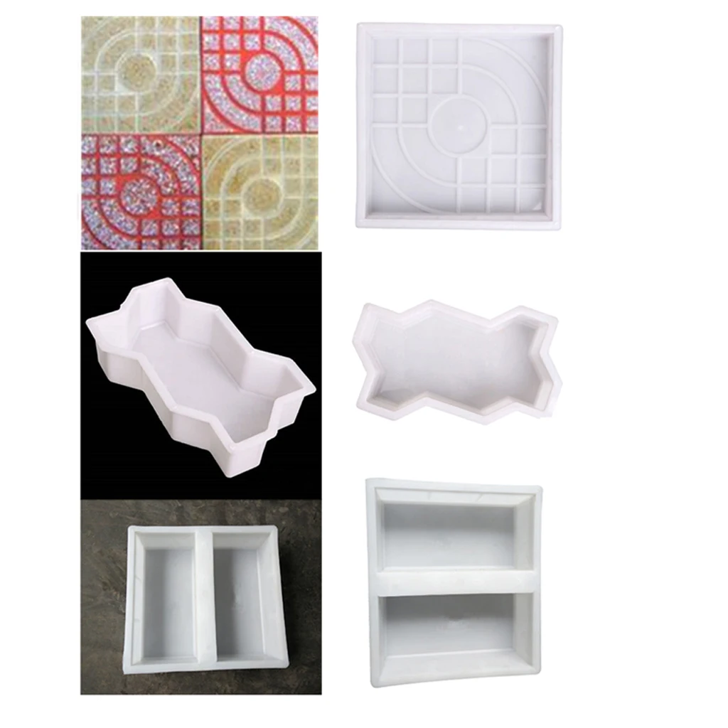 3 Pieces Paving Brick Path Maker Mould, Diy Paving Concrete Mold Garden Lawn Pathmate Stone Mold Walk Maker Mold - 3 Styles