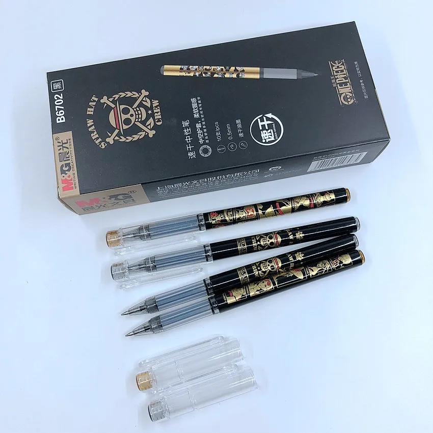 4 шт./лот) M& G one piece Аниме Kawaii ручка 0,5 мм черные чернила Милая гелевая ручка в стиле мультфильма для письма школьные офисные принадлежности B6702