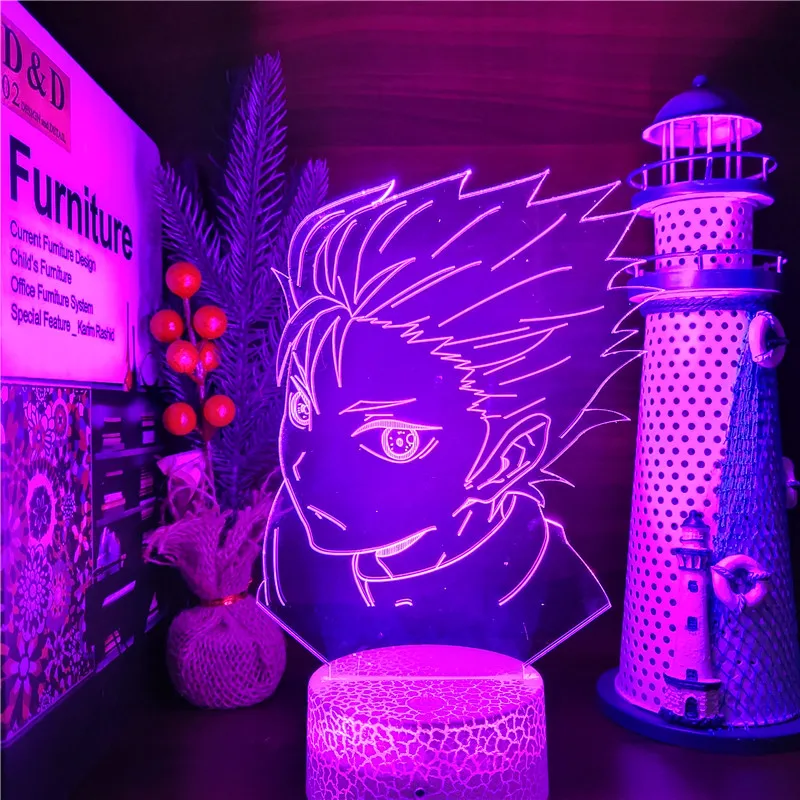 HAIKYUU Nishinoya Yuu 3D Светодиодная лампа в стиле аниме ночники меняющие цвет