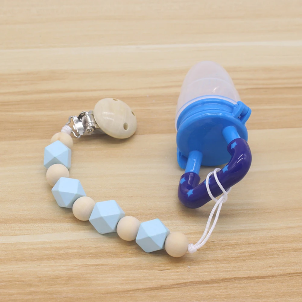 Handmade Silicone Pacifier Chains Safe Teething Maternal Infant Bottle Drop-proof Pacifier Chain Wooden Soother Clips