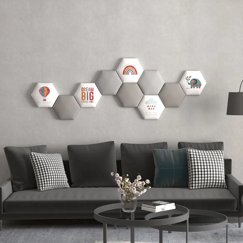 Hexagon Bed Headboards Soft Pack Wall Sticker Self-adhesive Backdrop Wall Decor Cabeceros Tatami Kids Anti-Collision Tete De Lit