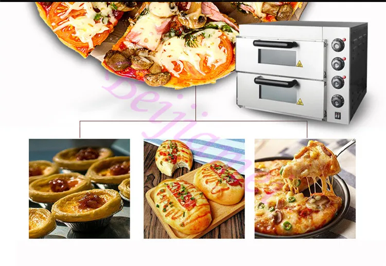 3KW Pizza Oven Electric Pizza Cake Maker Double Layer Commercial Kitchen Baking Oven Machine Bread Toaster 3