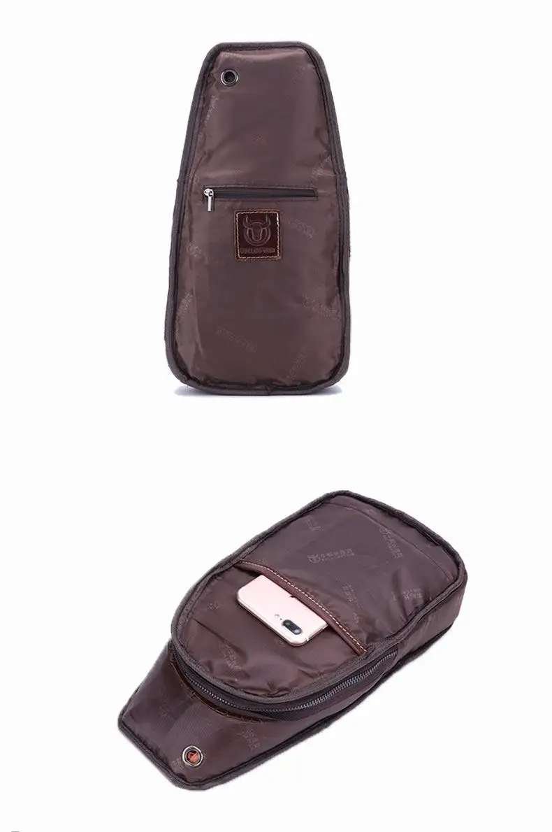 BULLCAPTAIN Fashion Genuine Leather Crossbody Bags Men Brand Small Male Shoulder Bag Casual Men's Music Chest Bags Messenger Bag