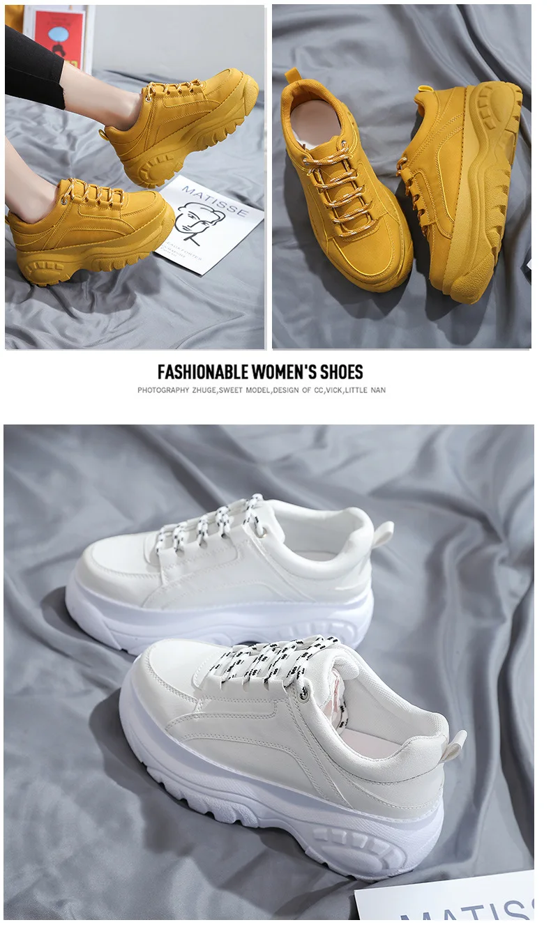 Женские кроссовки белые женские кроссовки из искусственной кожи на платформе Вулканизированная обувь массивные Кроссовки Женская корзина Femme обувь ST456