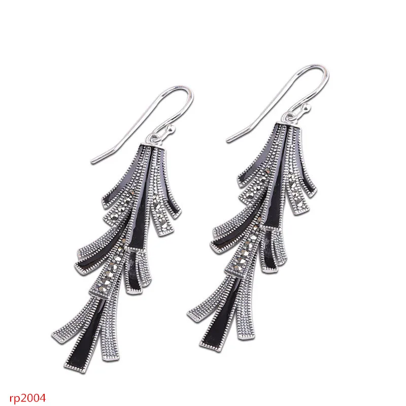 

KJJEAXCMY boutique jewelry 925 sterling silver Thai silver handmade women's autumn and winter slender paint earrings