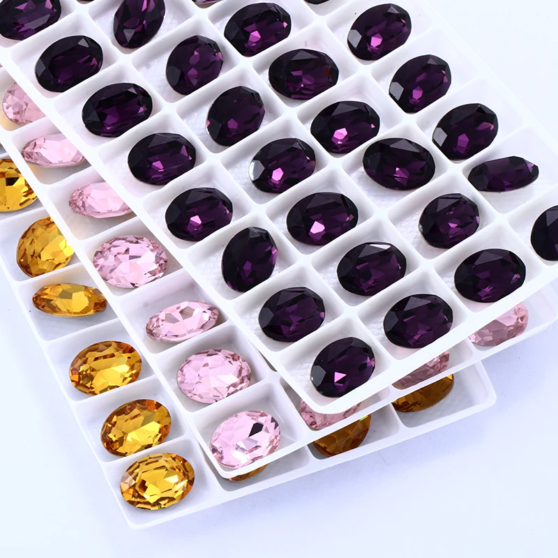 13X18mm 타원형 라인 석 의류 가방 K9 유리 Strass 크리스탈 Pointback 레드 크리스탈 라인 석 아트 공예 액세서리