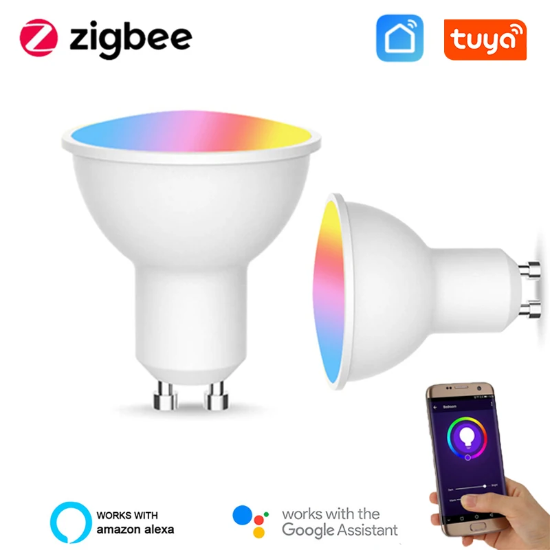 Умсветильник светодиодные лампы Tuya GU10 ZigBee Диммируемые светильники с голосовым