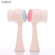 Двухсторонняя щетка для чистки лица силиконовая для лица Глубокое Очищающее средство от черных точек удаление массажные кисти для макияжа Уход за кожей мягкие волосы