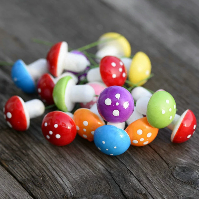 18pcs/set Artificial Mini Foam Mushroom Colorful Mushrooms Miniatures Garden Moss Terrarium Resin Crafts Home Festive Decoration | Дом и сад
