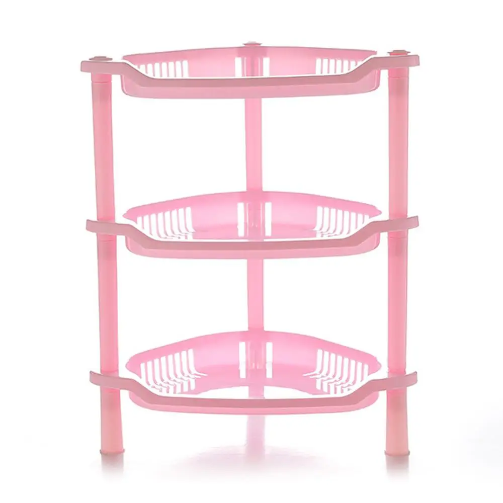pink Пластик стеллаж для хранения Аксессуары для ванной комнаты 3 ярусная полка держатель островного типа прочный Кухня для организации домашнего хранения стеллажи для выставки товаров - Цвет: pink
