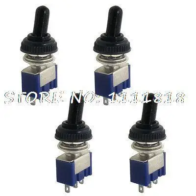 

4 x AC 125V 6A ON/ON 2 Position SPDT Miniature Toggle Switch w Waterproof Cover