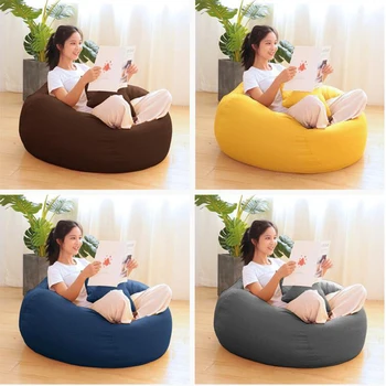 

Large Lazy Sofas Cover Chairs Without Filler Linen Cloth Waterproof Lounger Seat Bean Bag Pouf Puff Couch Tatami Living Room