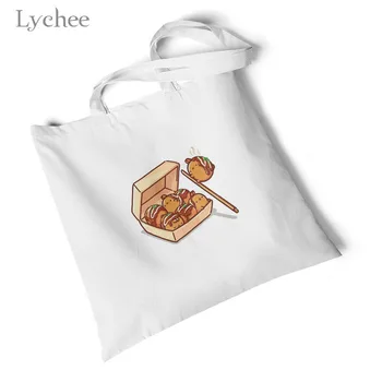 

Lychee Harajuku Food Print White Canvas Bag Environmental Reusable Original Handbag Foldable Large Shoulder Bag Travel Bag