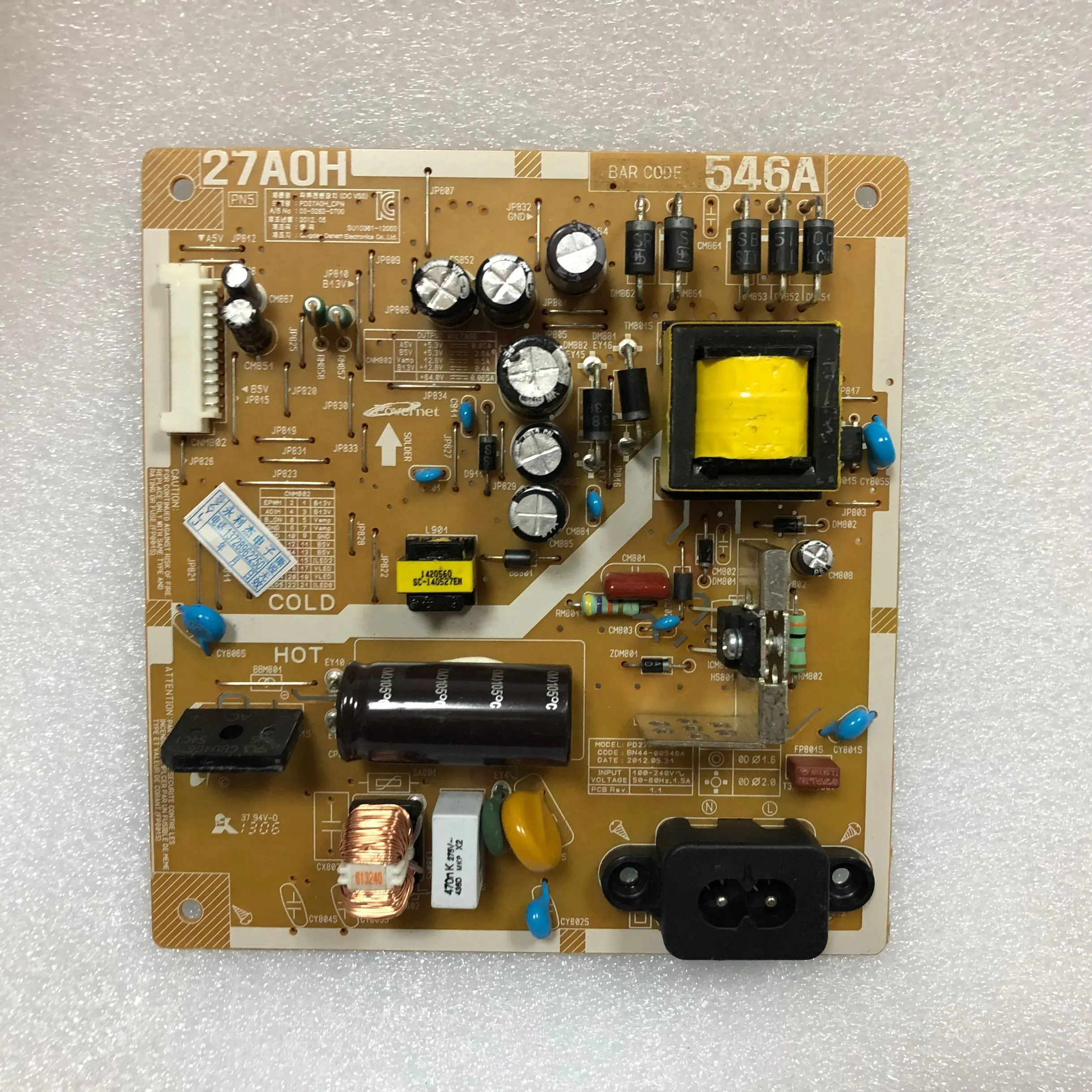 

1pcs/lote Good quality,Original genuine PD270H_CPN BN44-00546A 27A0H power board