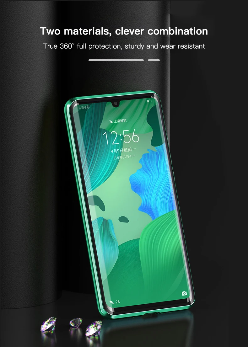 Магнитный металлический двойной стеклянный чехол для телефона huawei P30 P20 Pro Nova 5 Роскошный магнит адсорбционная Защитная крышка Coque Funda Shell