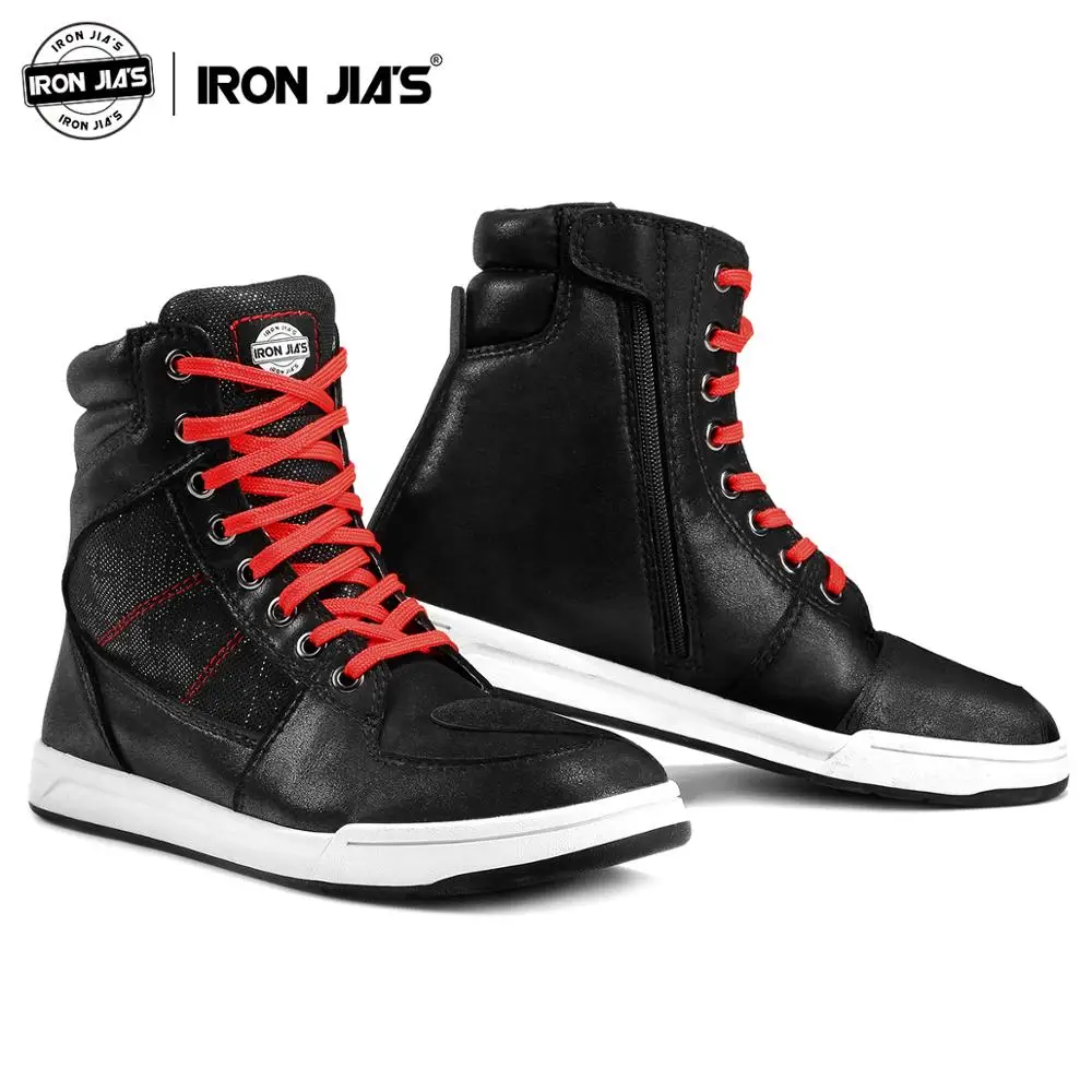 IRON JIA'S Motorcycle Boots Men Breathable Road Street Gray Casual Shoes  Bato Motocross Boots Protective Gear Flax Shoes 39-46