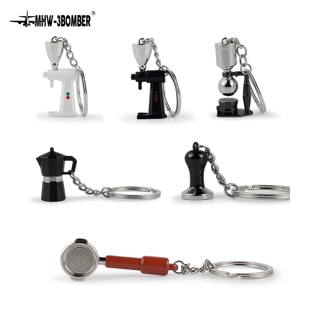 Creative Coffee Keychain Keyring Portable Mini Portafilter Tamper