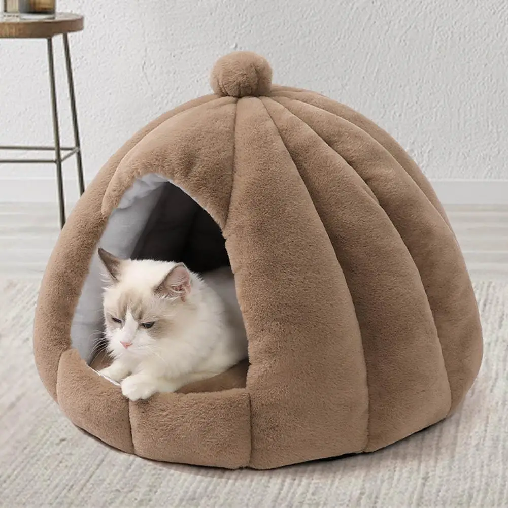 Cat-Cave-Igloo-Pet-Tent-Nest-House-Cute-Indoor-Pet-Cave-Bed-With-Removable-Washable-Inner.jpg Macska Barlang Igloo Pet Sátor Fészek Ház Aranyos Beltéri Kisállat-Barlang Ágy Eltávolítható És Mosható Belső Párna Nem Csúszás Vízálló Fenekével - Image 2