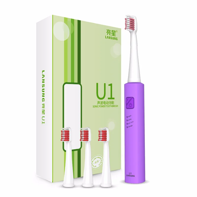 Best Sonic Electric Toothbrush With Replacement Heads USB Rechargeable Electronic Toothbrushes Oral Hygiene Electric Brush Tooth - Цвет: Бежевый