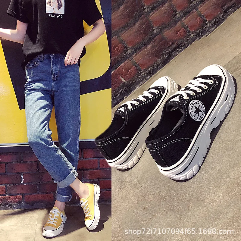 

2019 Summer New Style Canvas Shoes Student Retro Hong Kong Style Skate Shoes Versatile Korean-style CHIC Shoe INS Trendy Shoes