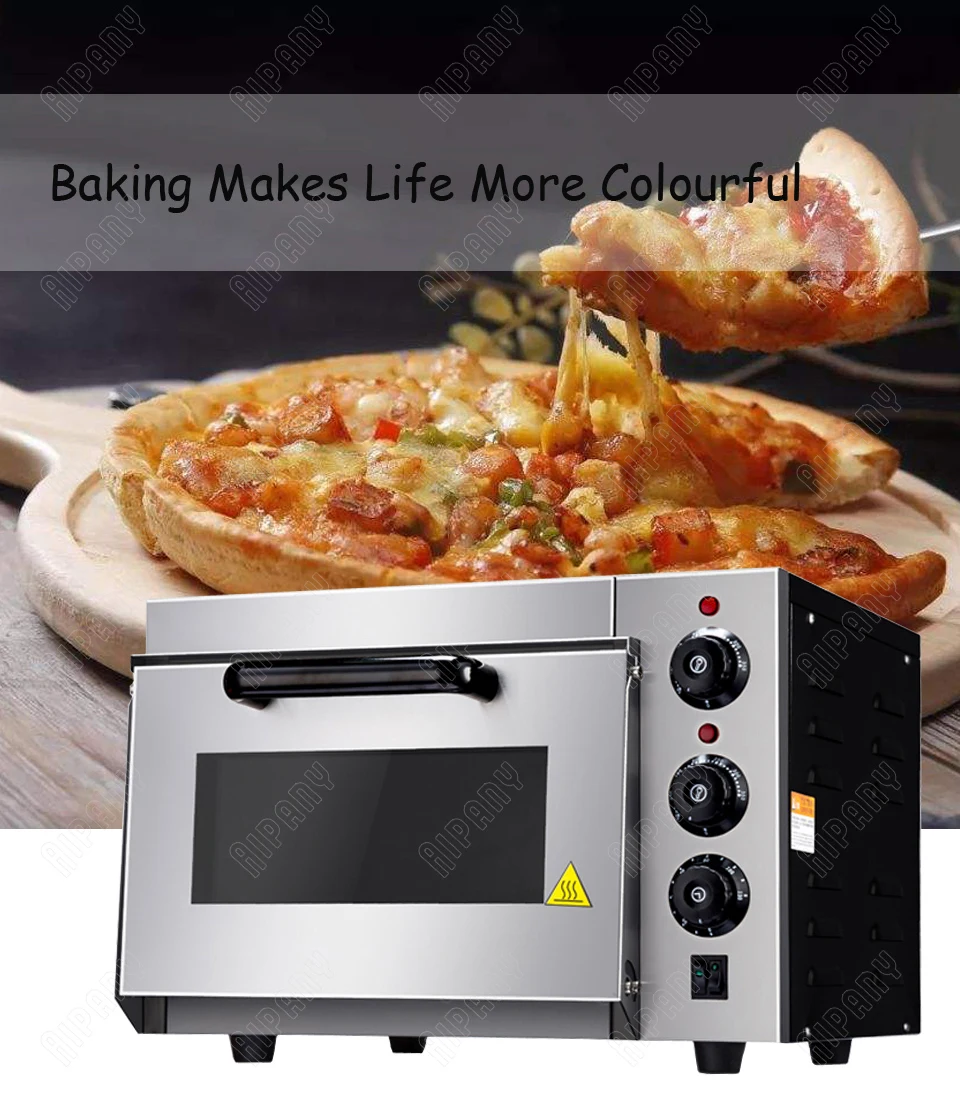 EP1AT электрическая печь для пиццы с таймером одна подовая печь для пиццы с огнем камень нержавеющая сталь большой емкости хлебобулочная печь