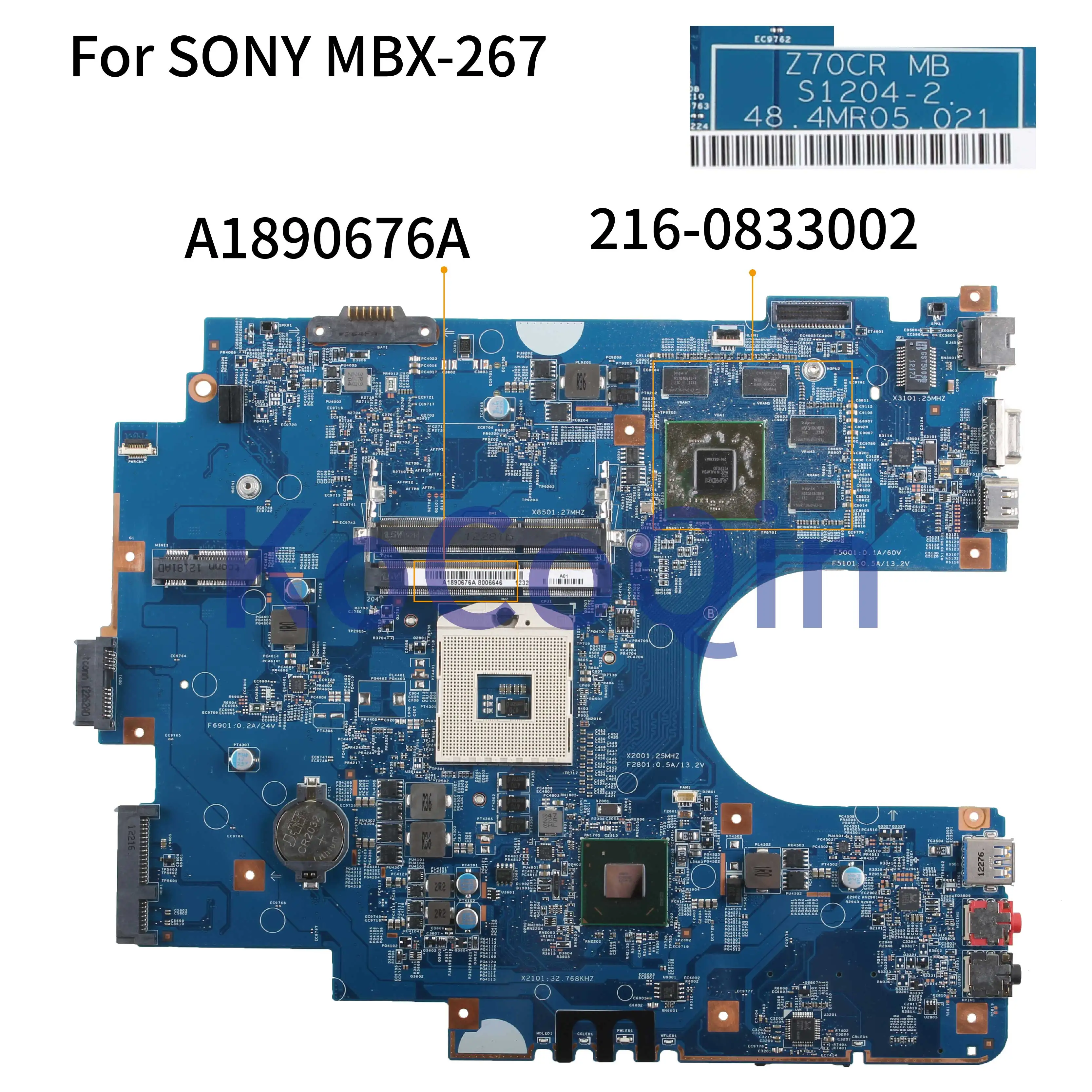 Kocoqin материнская плата для ноутбука SONY Sve17 Sve1711 MBX-267 материнская плата Z70CR S1204-2 A1890676A 48.4MR05.021 HM70 216-0833002