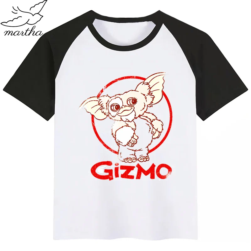 Gremlins Gizmo/Детская футболка с принтом забавная мультипликационная кавай-девочка, Топ Harajuku, белая футболка с круглым вырезом и короткими рукавами для мальчиков Новое поступление