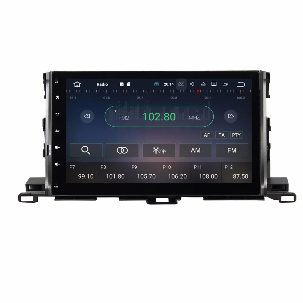 Best 10.1" Octa Core  Android 9.0 Car GPS radio Navigation for Toyota Highlander Kluger 2014-2016 with 4G/Wifi, DVR OBD 4