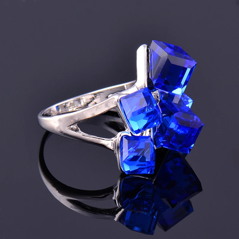 SINLEERY Luxury Multicolor Square Cube Blue Crystal Engagement Rings For Women Fashion Party Jewelry Bague Femme Jz489 SSO - Image 5