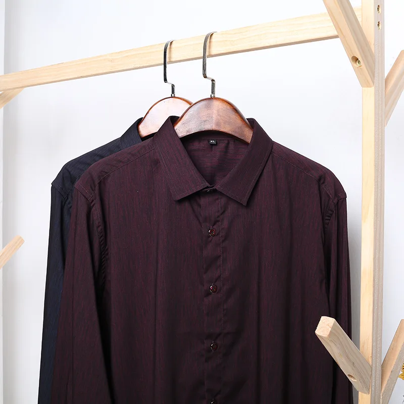 Плюс Zise 4XL 5XL 6XL 7XL мужская рубашка из бамбукового волокна, деловая Повседневная Свободная рубашка с длинным рукавом для мужчин среднего возраста, Мужская брендовая одежда