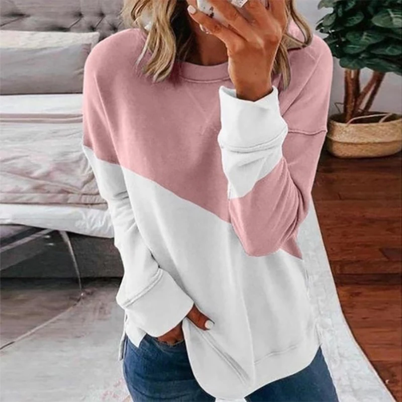 03 Pink Повседневные женские худи с круглым вырезом, толстовка, пэчворк, пуловер с длинным рукавом, топы, Kawaii, весна-осень, в горошек, со звездами, толстовки, 5XL - Цвет: 03 Pink