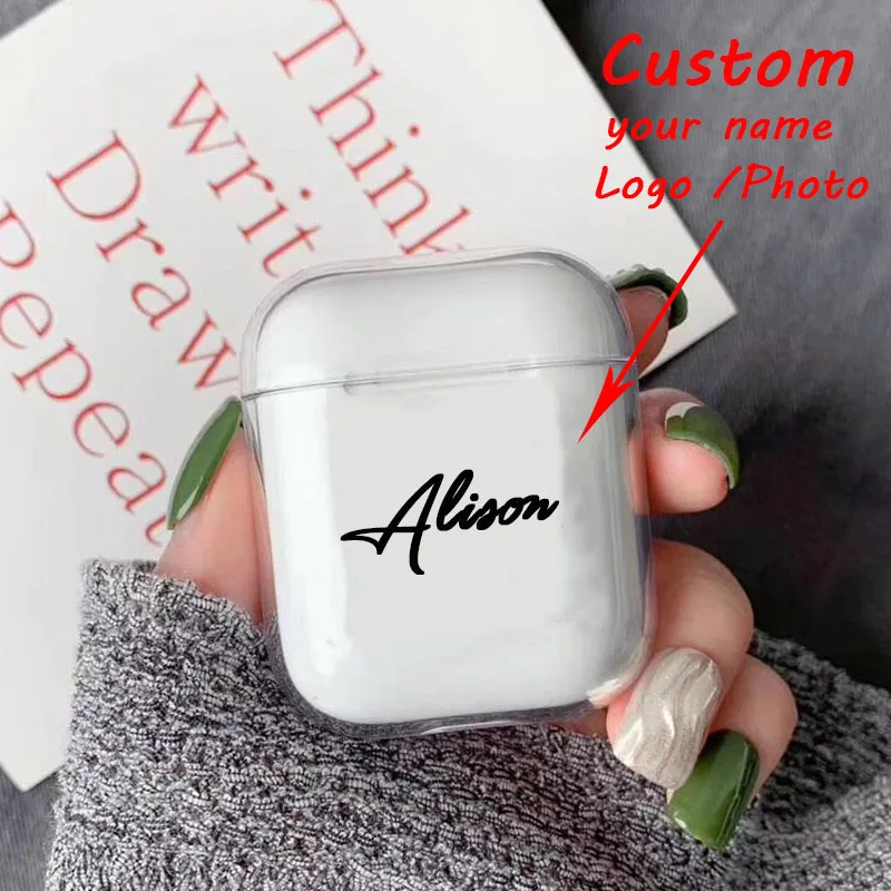 Жесткий пластиковый Чехол под заказ с именем/логотипом/изображением для AirPods