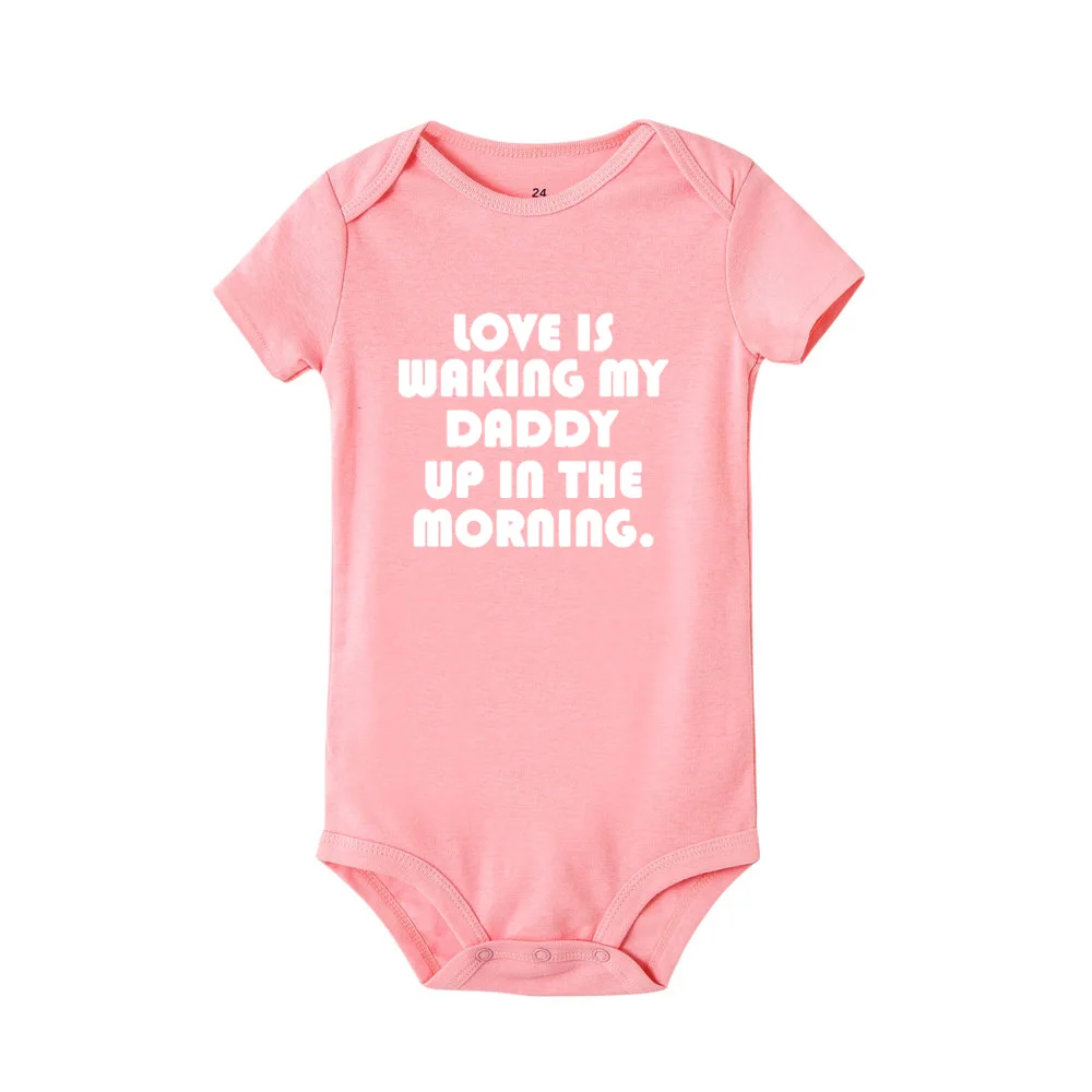RD50-SRPPK- Love Is Wake My Daddy Up In The Morning/Забавный летний хипстерский хлопковый комбинезон для малышей; Модный милый комбинезон для новорожденных - Цвет: RD50-SRPPK-