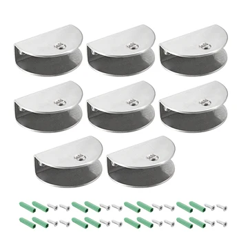 

uxcell Glass Shelf Brackets - Adjustable Stainless Steel Glass Clamp Clip Holder Half Round for 10-13mm thickness 8Pcs