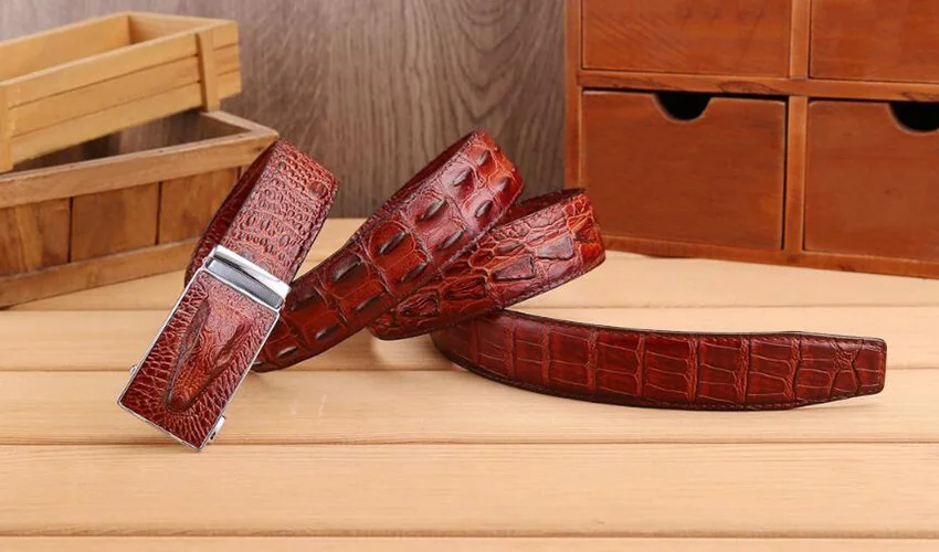 Automatic Buckle Men Genuine Leather Crocodile Grain Belt Fashion Male Alligator Pattern Belts Cowboy Waistband Strap XKS148