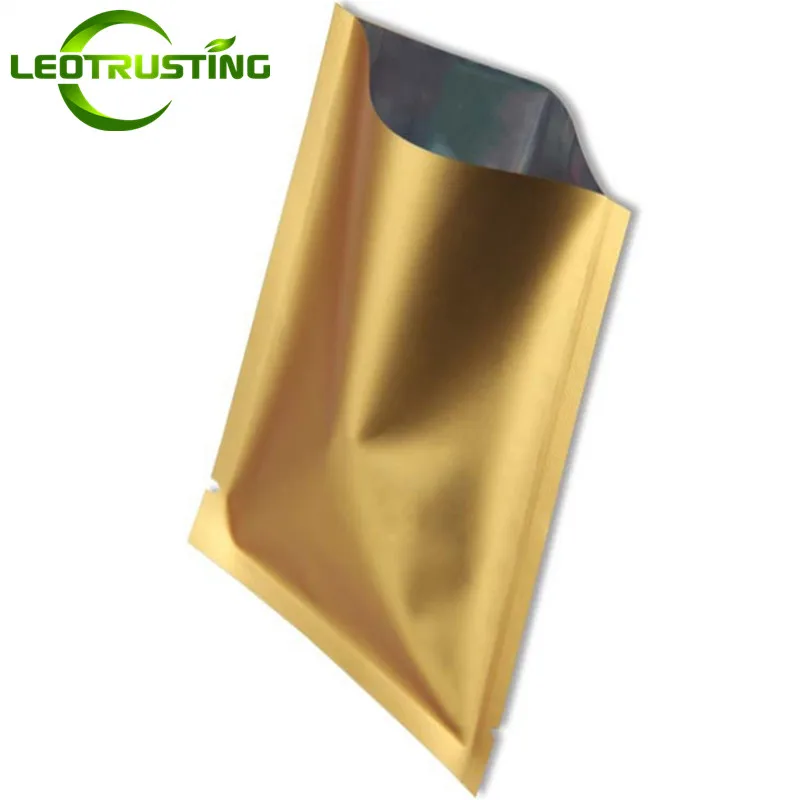 Leotrusting 200 шт Небольшой матовый золото открытый верх алюминия Фольга сумка Кофе