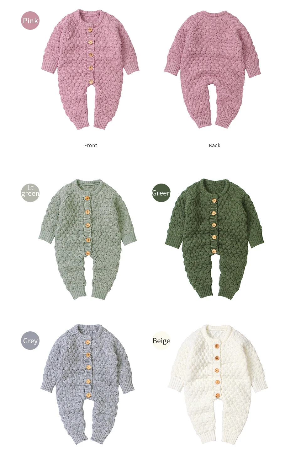Комбинезоны для маленьких мальчиков и девочек; осенняя одежда с длинными рукавами для новорожденных; зимняя теплая трикотажная пижама для малышей 0-18 месяцев
