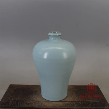 

Song Ruyao Sky Blue Glaze Plum Bottle Flower Vase Antique Vase Decoration Handmade Porcelain Collection China Style Home Decor