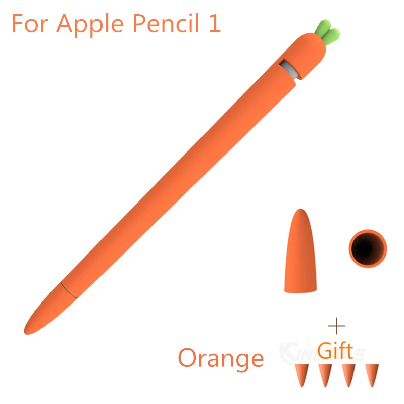 Мягкий силиконовый чехол с морковкой для Apple Pencil 1 2, чехол для iPad, планшета, стилус, защитный чехол - Цвета: For Apple pencil 1
