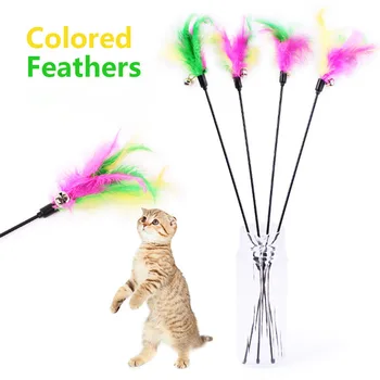 

1PCS Color Feline Funny Cat Stick Feather Plastic Rod Stress Reliever Collar Costume