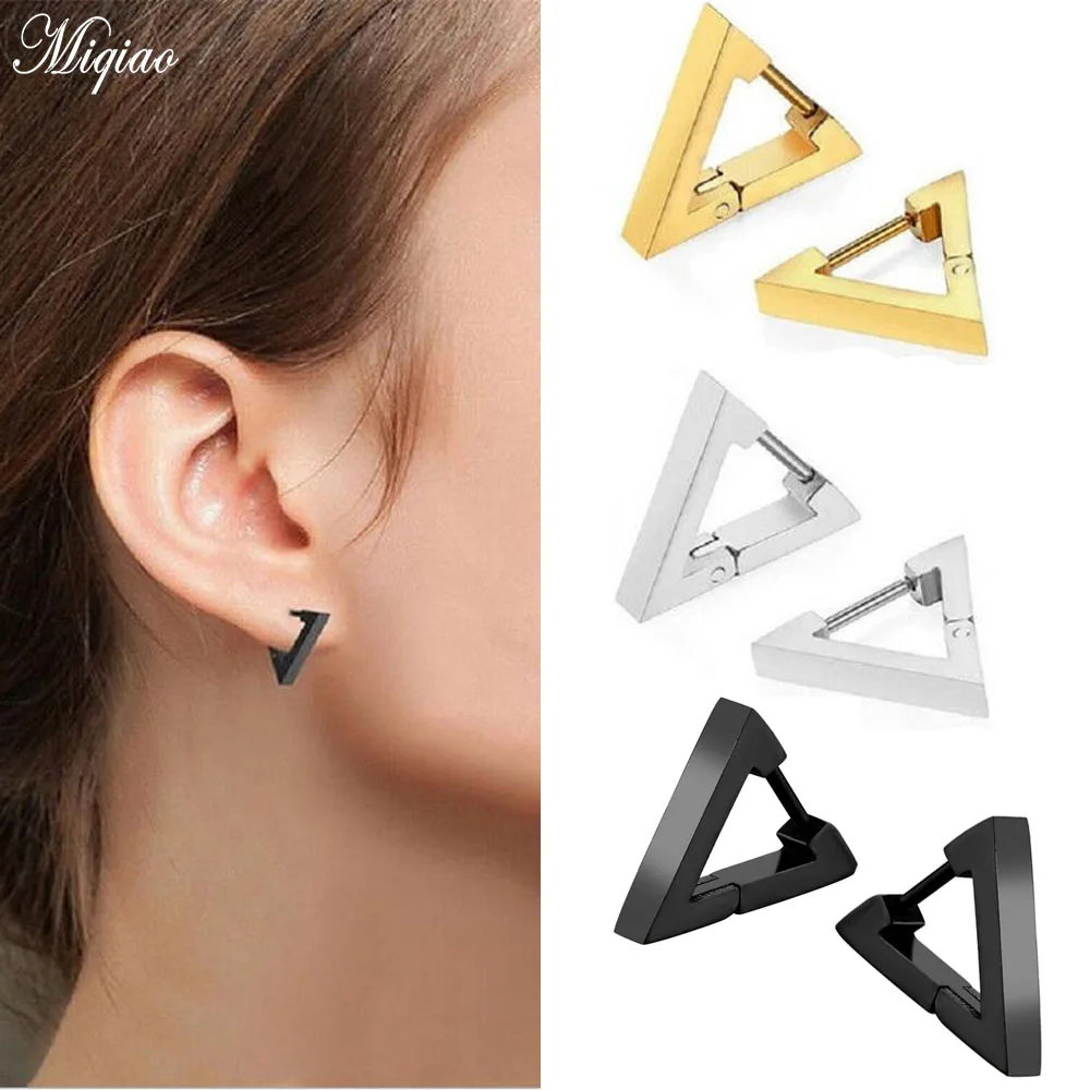 

Miqiao 2 Pcs Fashion Triangle Titanium Steel Earrings Ear Buckles 2020 Korean Version of The New for Men and Women