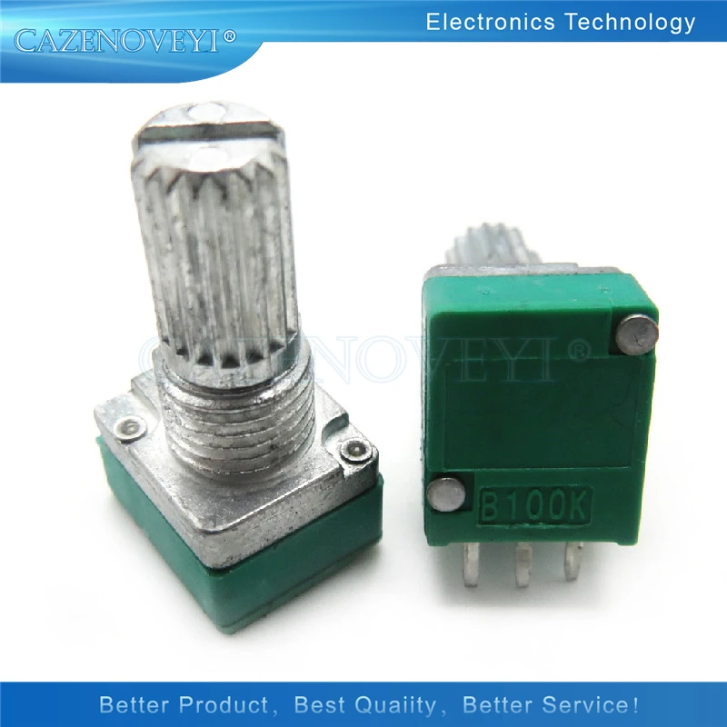 RK097N B1K B5K B10K B20K B50K B100K B500K B250K B5K switch audio 3pin shaft 15mm amplifier sealing potentiometer 5pcs/lot