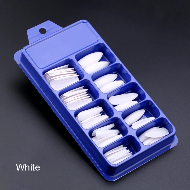 1 box white 100 шт Смешанные акриловые накладные ногти длинные миндалевидные балерины накладные ногти искусственный прозрачный/натуральный/белый полное покрытие накладные ногти - Цвет: 1 box white