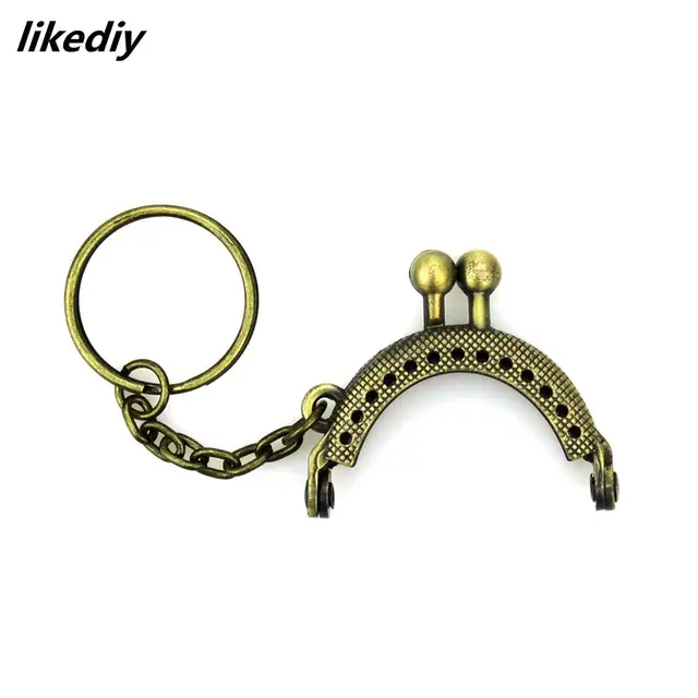 20 Pcs/Lot 4 CM Bronze/Silver/Golden/Gun Black Half Round Metal Purse Frame Kiss Clasp Lock With Key Ring Bag Accessories 2
